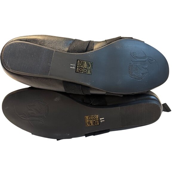 Free People Cece Wrap Ballet Flats Black Leather Ribbon Tie Size 11 - Picture 14 of 16
